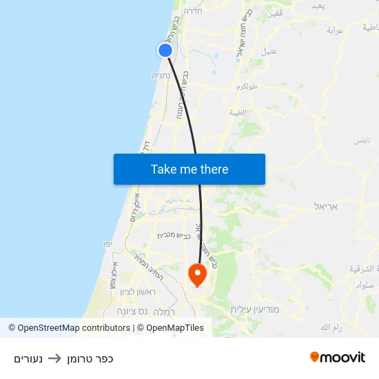 נעורים to כפר טרומן map