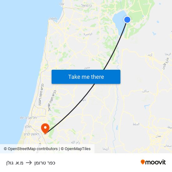 מ.א. גולן to כפר טרומן map