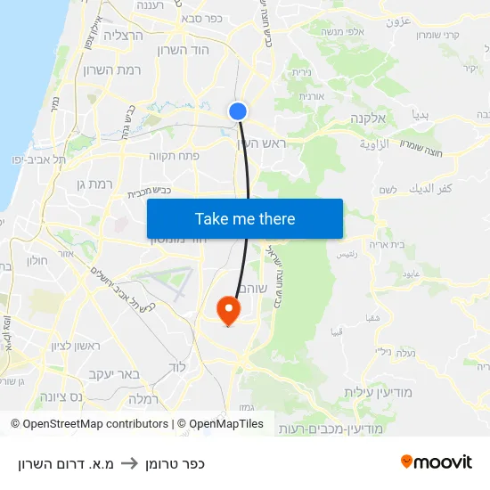 מ.א. דרום השרון to כפר טרומן map