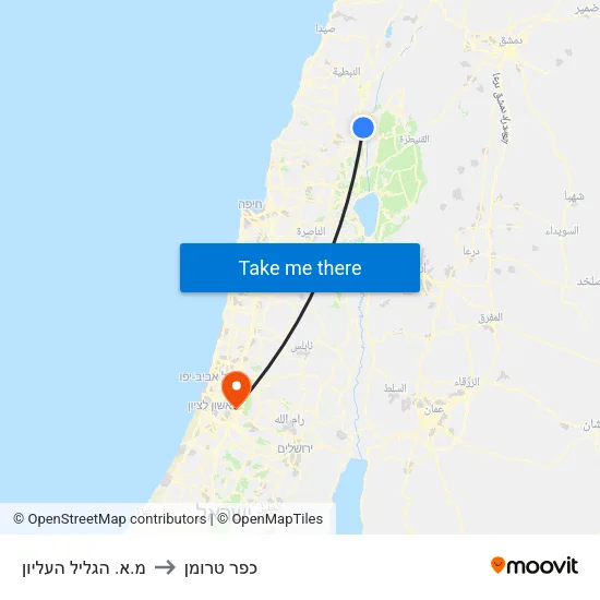 מ.א. הגליל העליון to כפר טרומן map