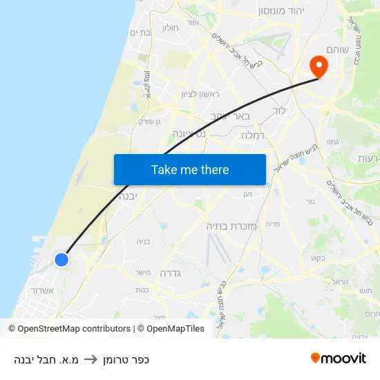 מ.א. חבל יבנה to כפר טרומן map
