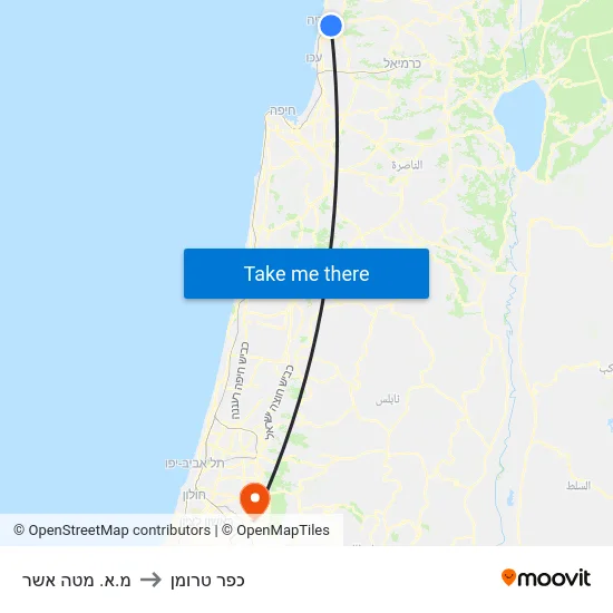 מ.א. מטה אשר to כפר טרומן map