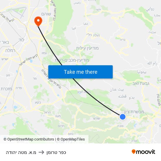 מ.א. מטה יהודה to כפר טרומן map