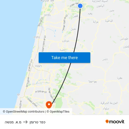 מ.א. מנשה to כפר טרומן map