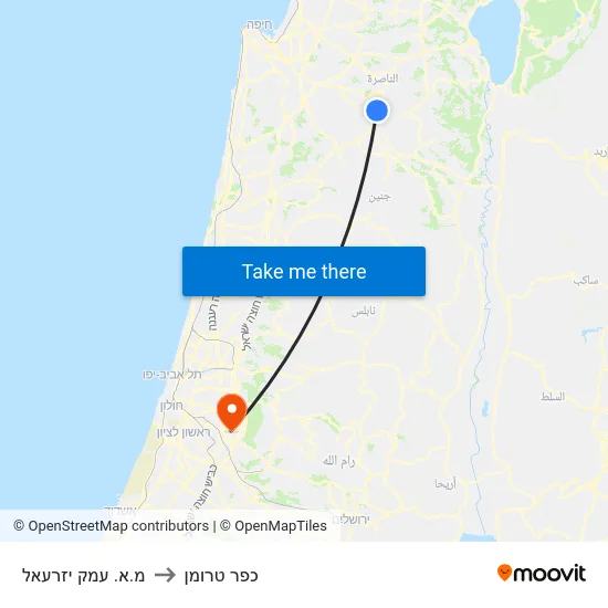 מ.א. עמק יזרעאל to כפר טרומן map
