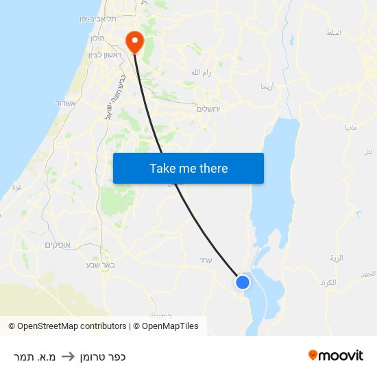 מ.א. תמר to כפר טרומן map