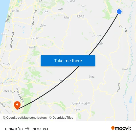 תל תאומים to כפר טרומן map