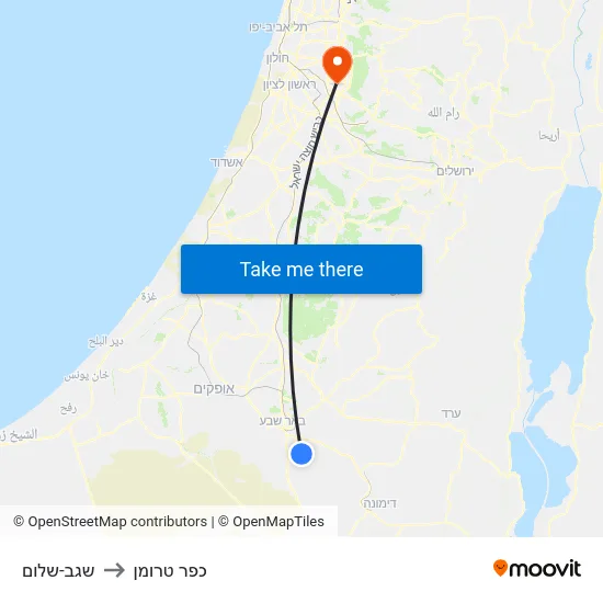 שגב-שלום to כפר טרומן map