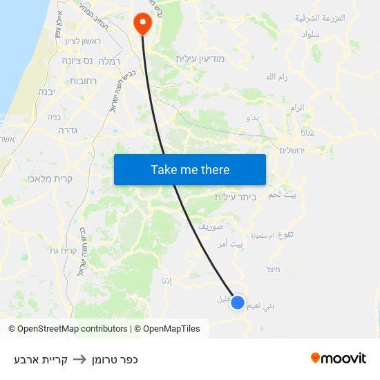 קריית ארבע to כפר טרומן map