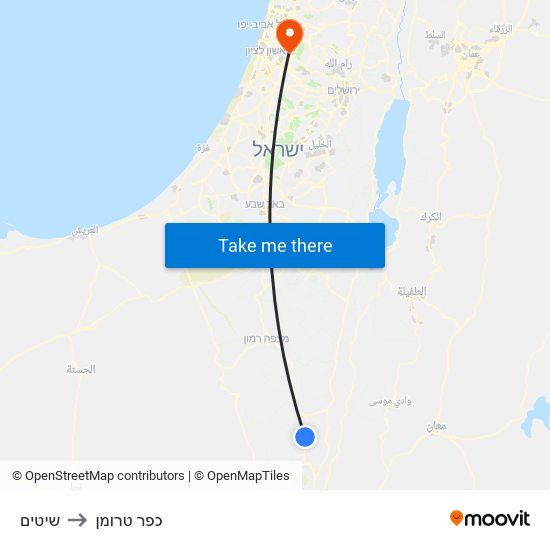 שיטים to כפר טרומן map