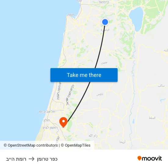 רומת הייב to כפר טרומן map