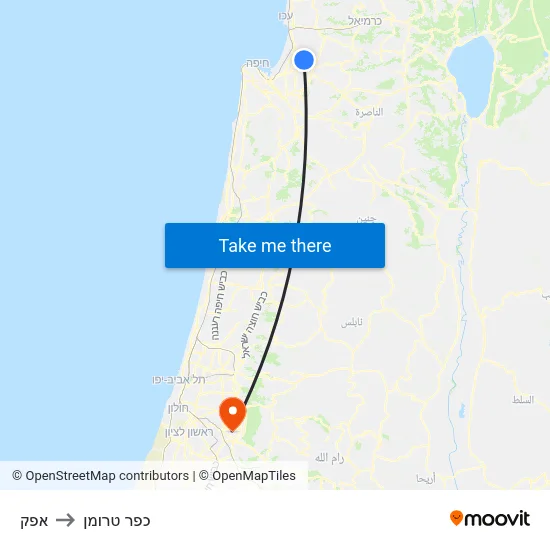 אפק to כפר טרומן map