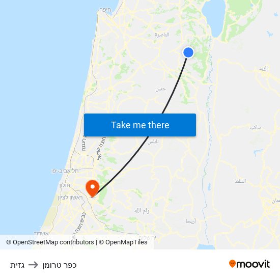גזית to כפר טרומן map