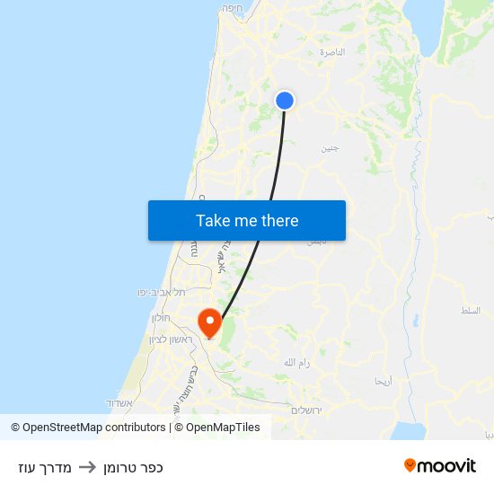 מדרך עוז to כפר טרומן map