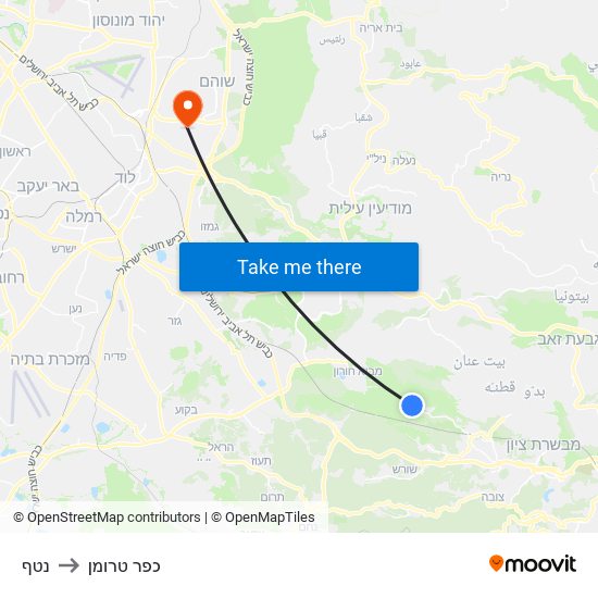 נטף to כפר טרומן map