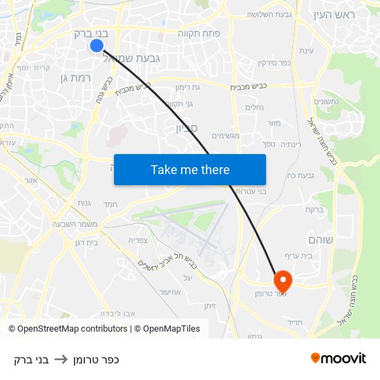 בני ברק to כפר טרומן map