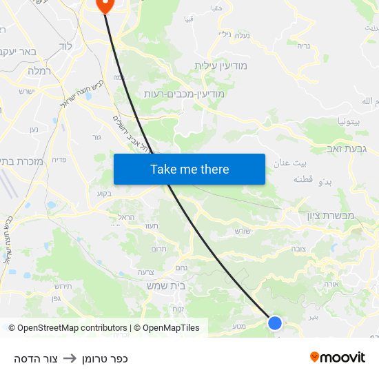 צור הדסה to כפר טרומן map