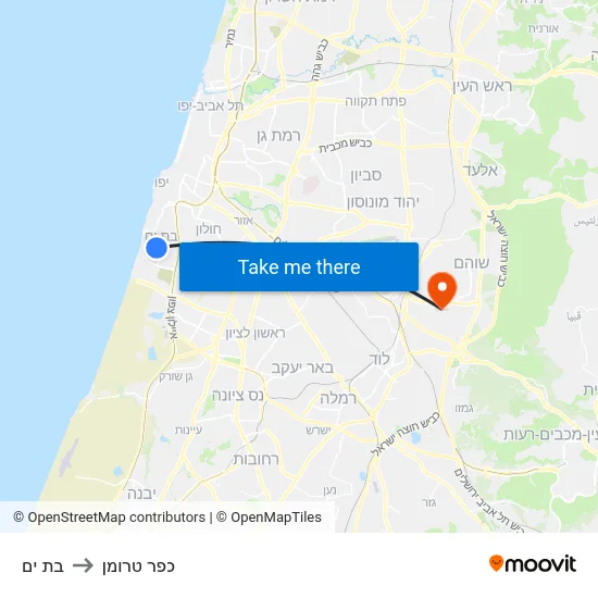 בת ים to כפר טרומן map