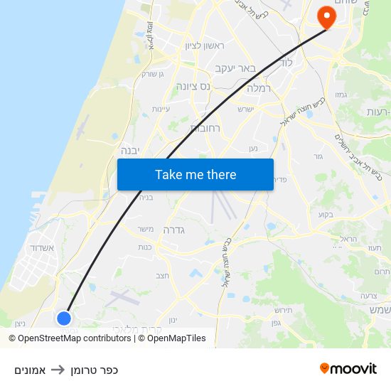 אמונים to כפר טרומן map