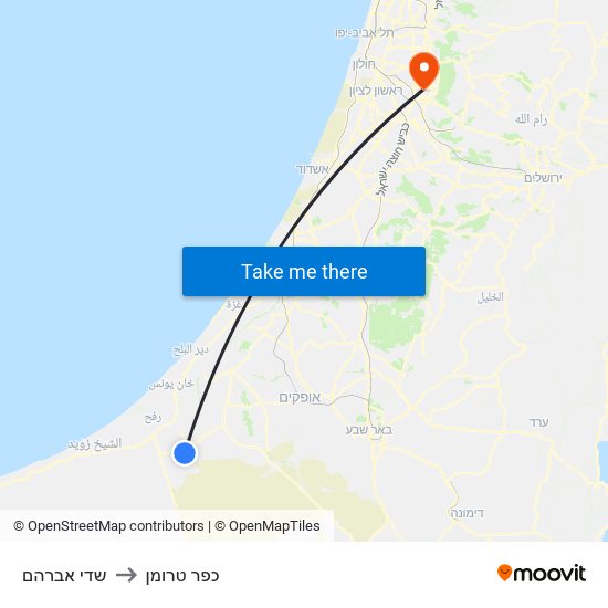 שדי אברהם to כפר טרומן map