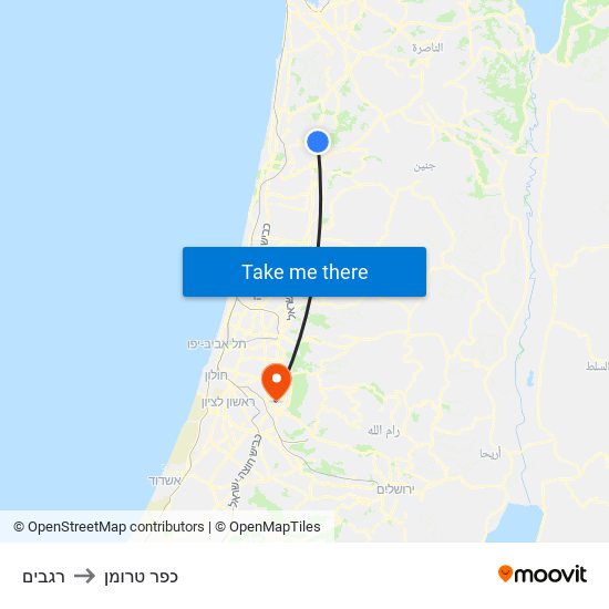 רגבים to כפר טרומן map