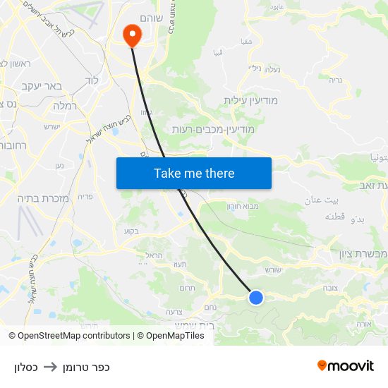 כסלון to כפר טרומן map