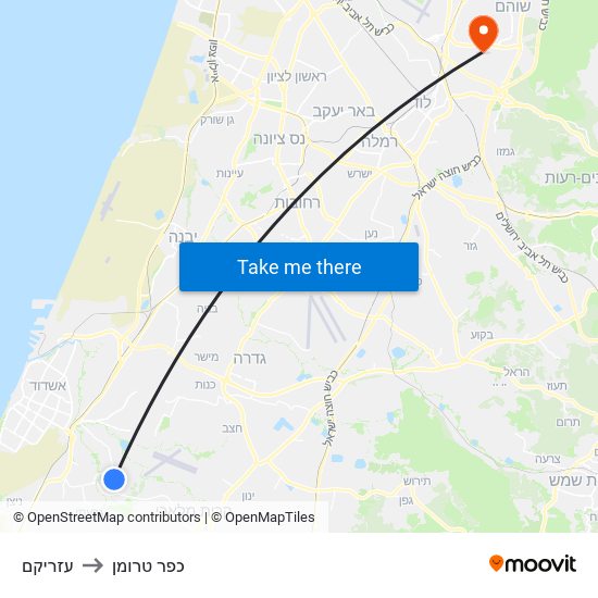 עזריקם to כפר טרומן map