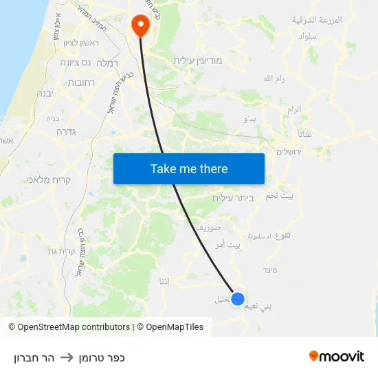 הר חברון to כפר טרומן map