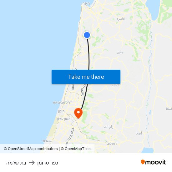 בת שלמה to כפר טרומן map