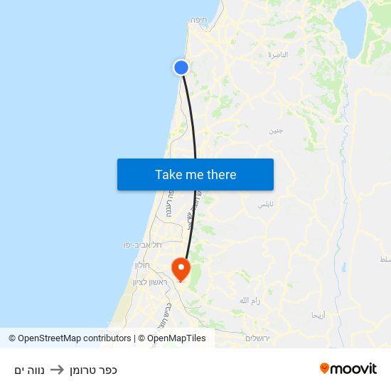 נווה ים to כפר טרומן map