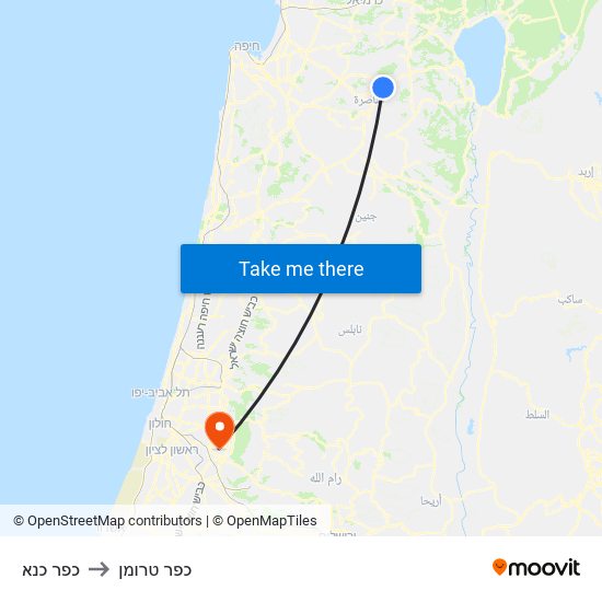 כפר כנא to כפר טרומן map