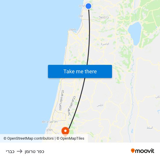 כברי to כפר טרומן map