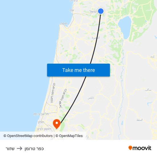 שזור to כפר טרומן map