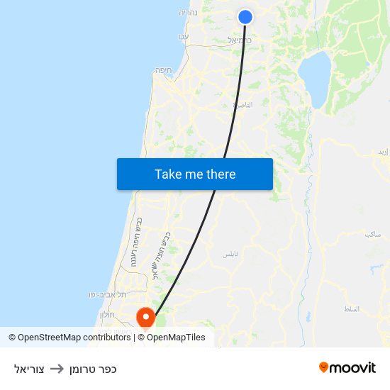 צוריאל to כפר טרומן map