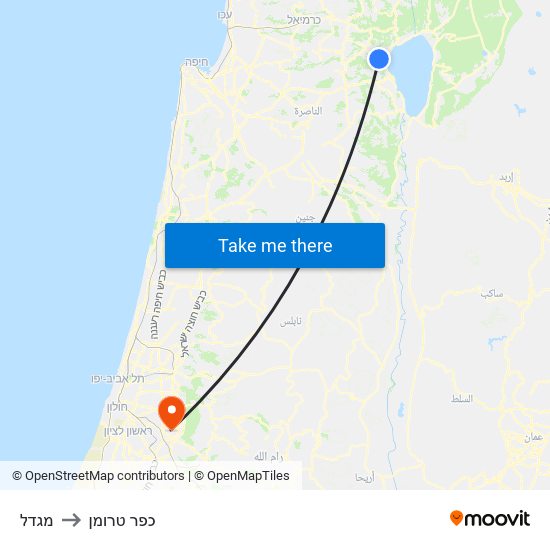 מגדל to כפר טרומן map