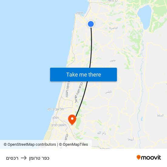 רכסים to כפר טרומן map