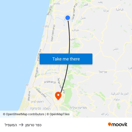 המעפיל to כפר טרומן map