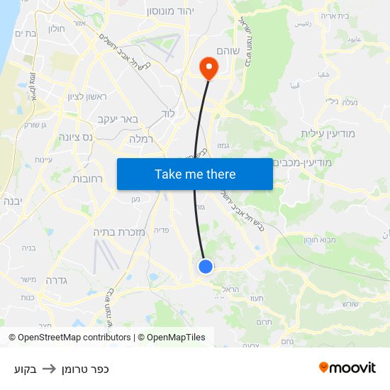 בקוע to כפר טרומן map