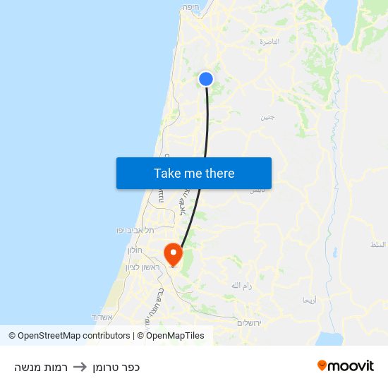 רמות מנשה to כפר טרומן map