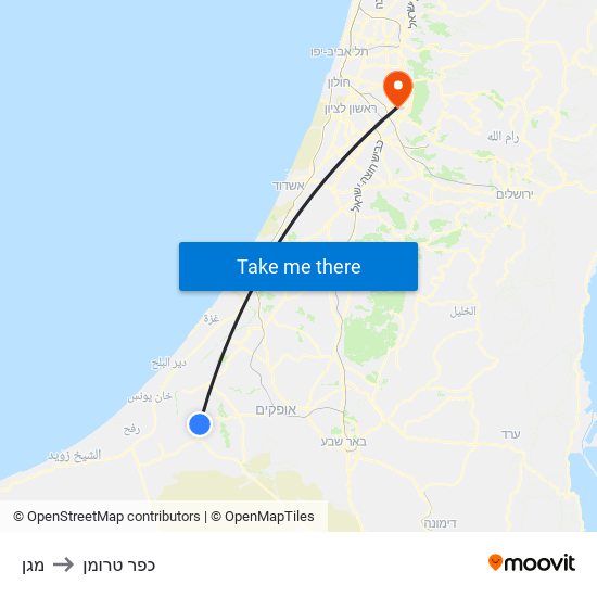 מגן to כפר טרומן map