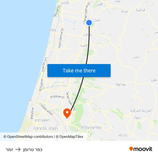 זמר to כפר טרומן map