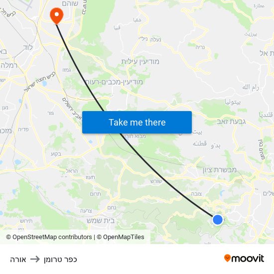 אורה to כפר טרומן map