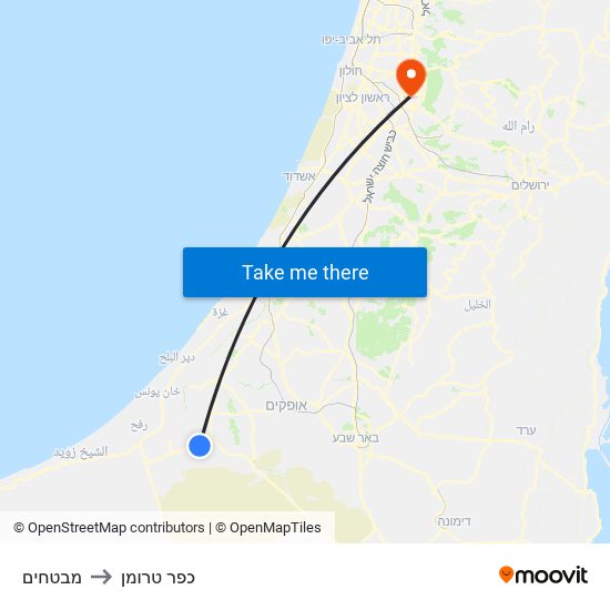 מבטחים to כפר טרומן map