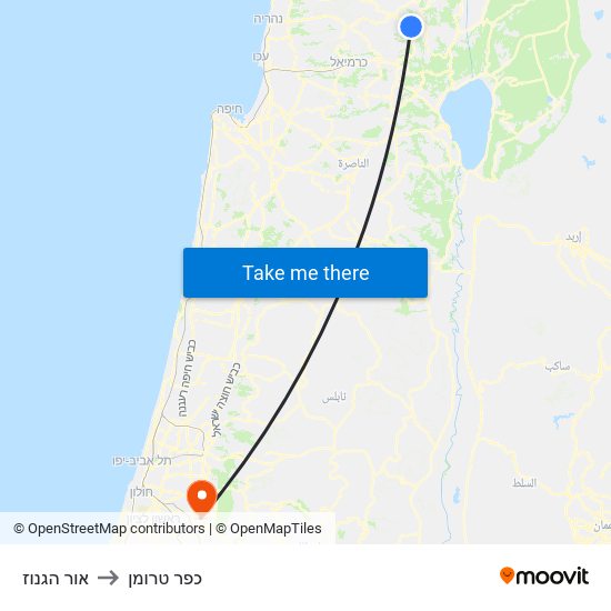 אור הגנוז to כפר טרומן map