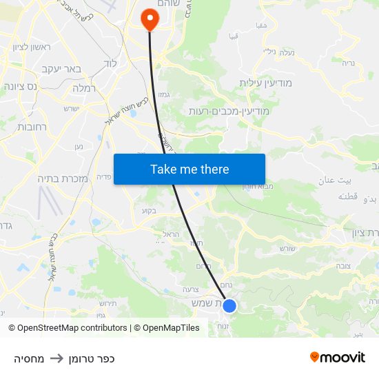 מחסיה to כפר טרומן map