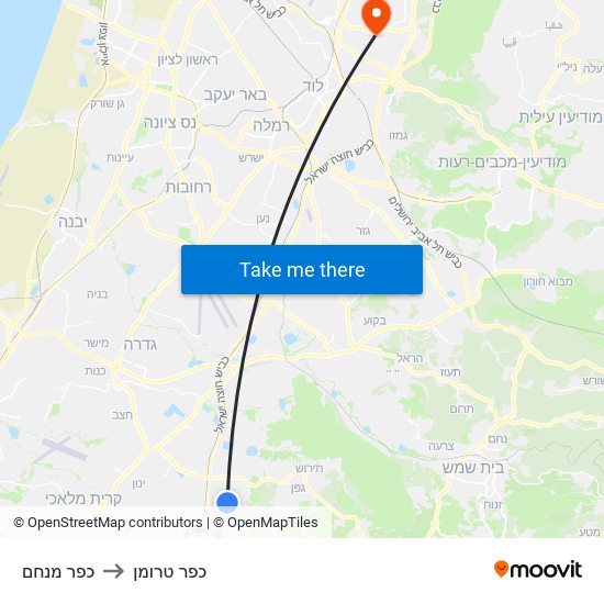 כפר מנחם to כפר טרומן map