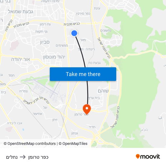 נחלים to כפר טרומן map