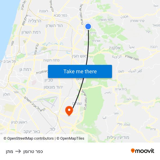 מתן to כפר טרומן map