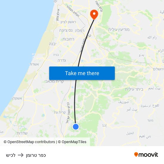 לכיש to כפר טרומן map