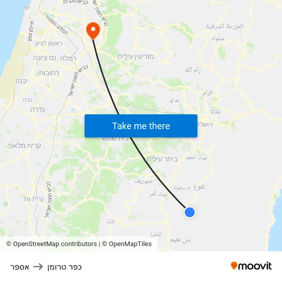 אספר to כפר טרומן map